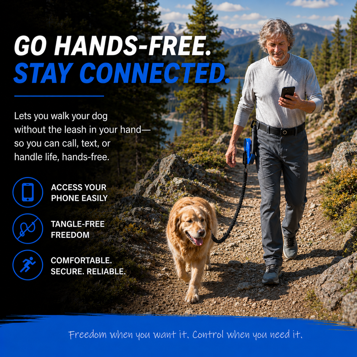 u.Do: SureStride™ Dog Leash with Hands-free Belt